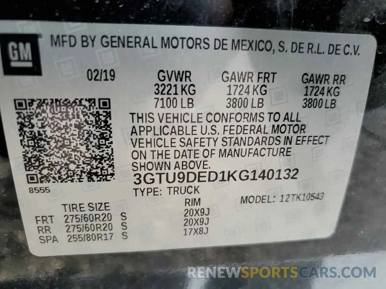 13 Photograph of a damaged car 3GTU9DED1KG140132 GMC SIERRA 2019