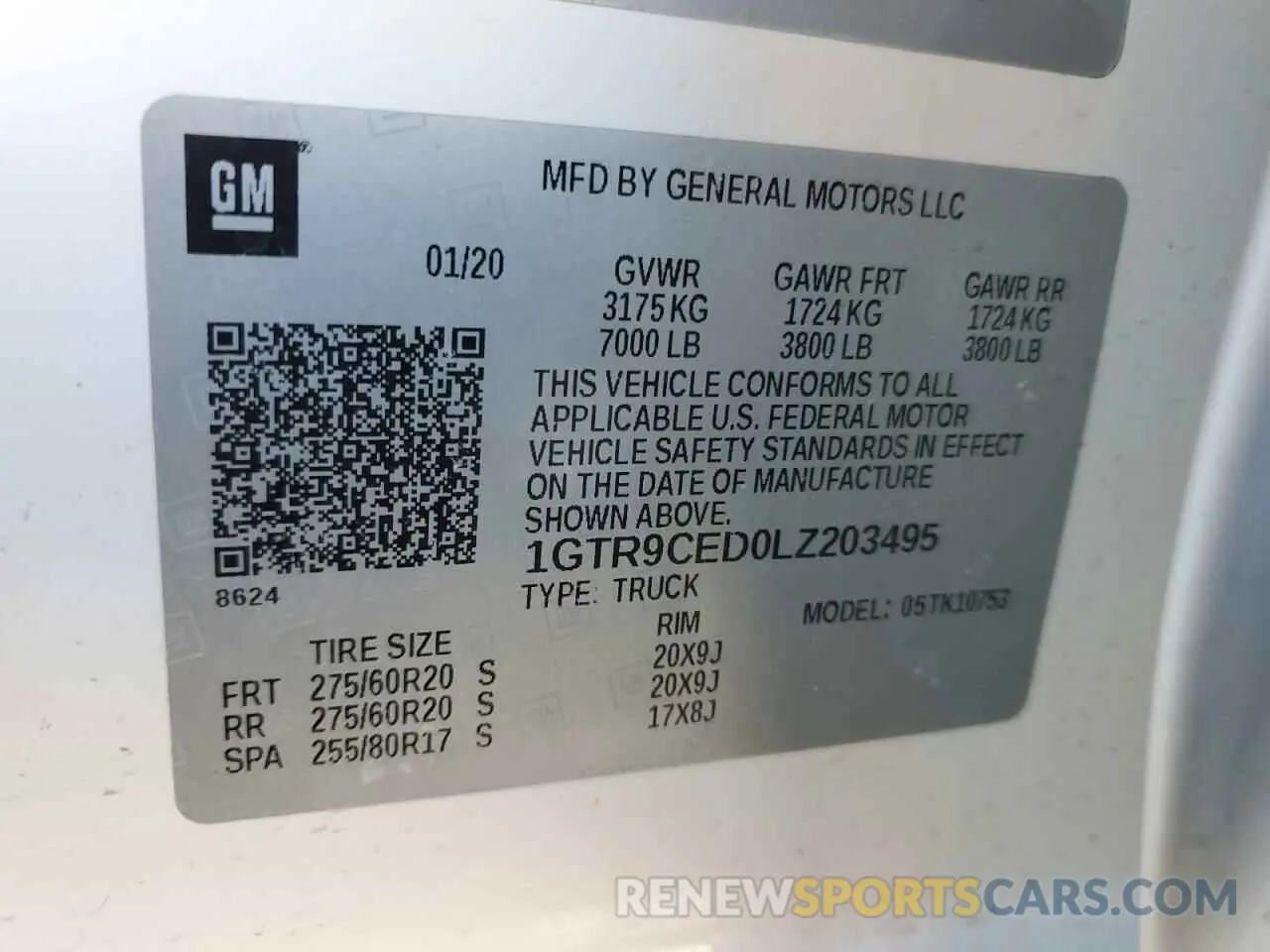14 Фотография поврежденного автомобиля 1GTR9CED0LZ203495 GMC SIERRA 2020