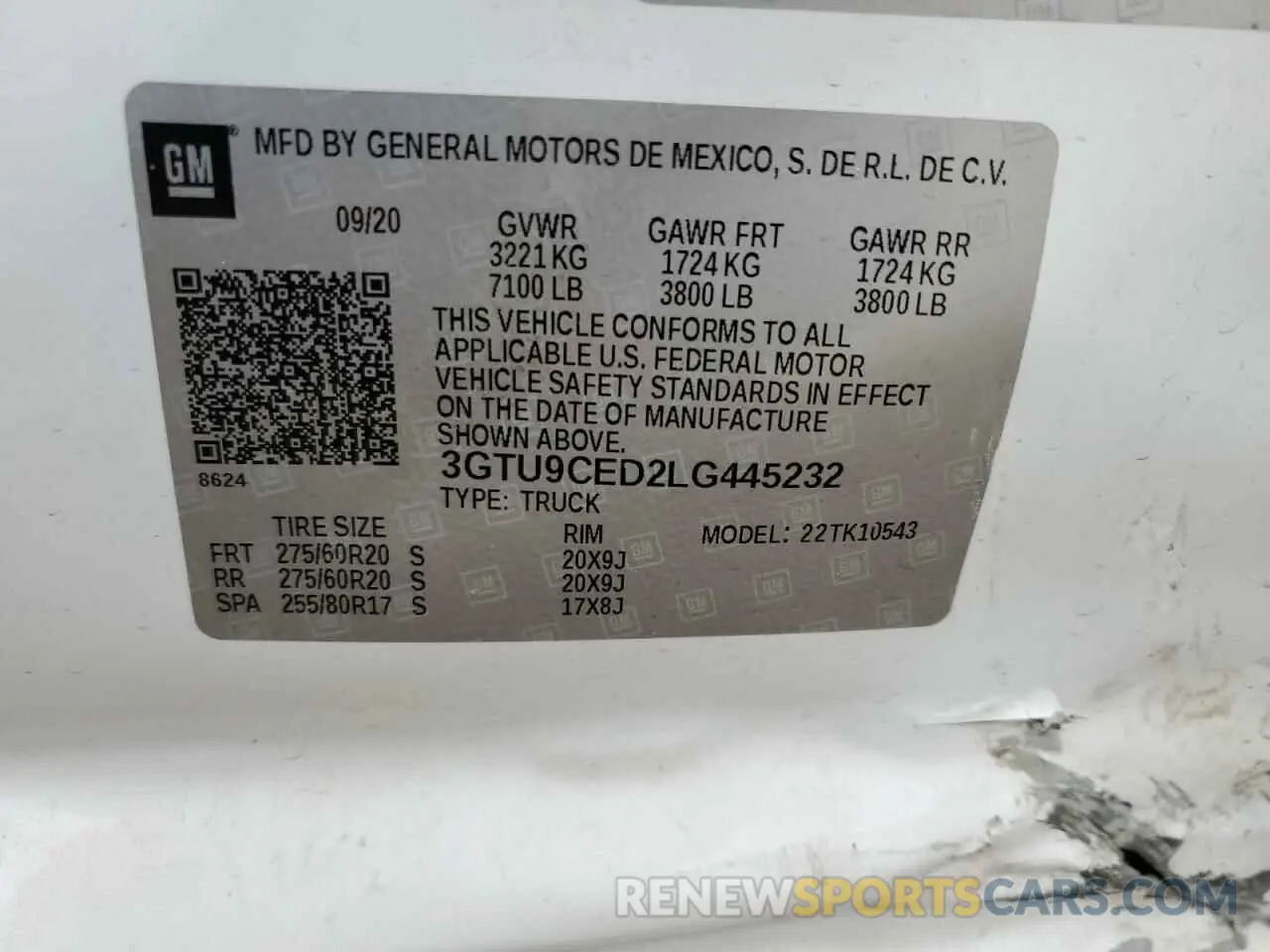12 Фотография поврежденного автомобиля 3GTU9CED2LG445232 GMC SIERRA 2020