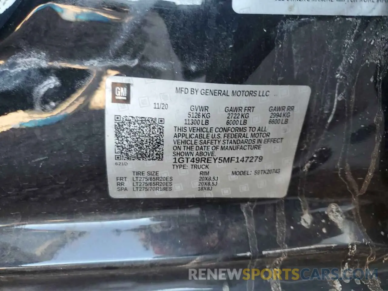 12 Photograph of a damaged car 1GT49REY5MF147279 GMC SIERRA 2021