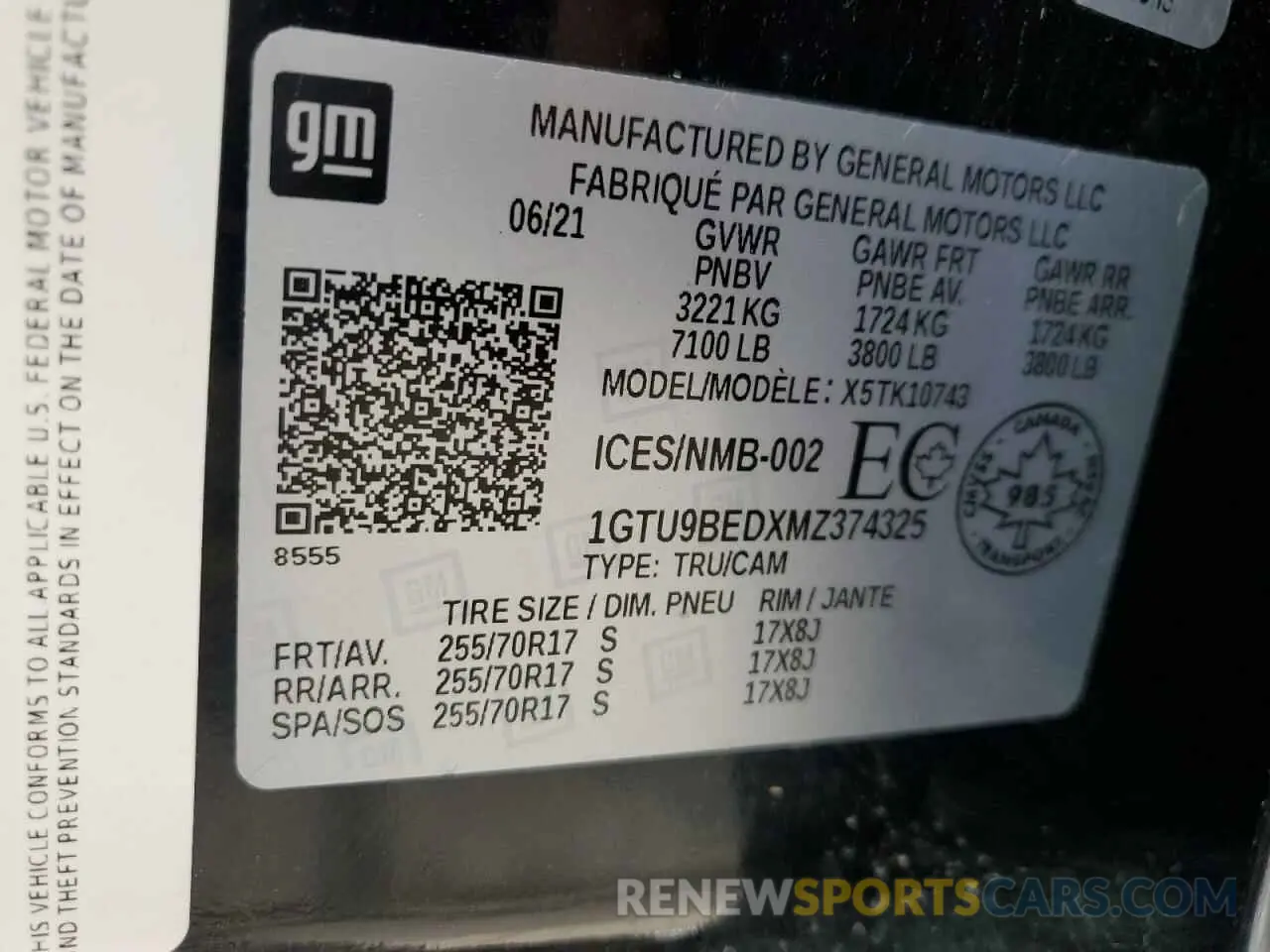 13 Фотография поврежденного автомобиля 1GTU9BEDXMZ374325 GMC SIERRA 2021