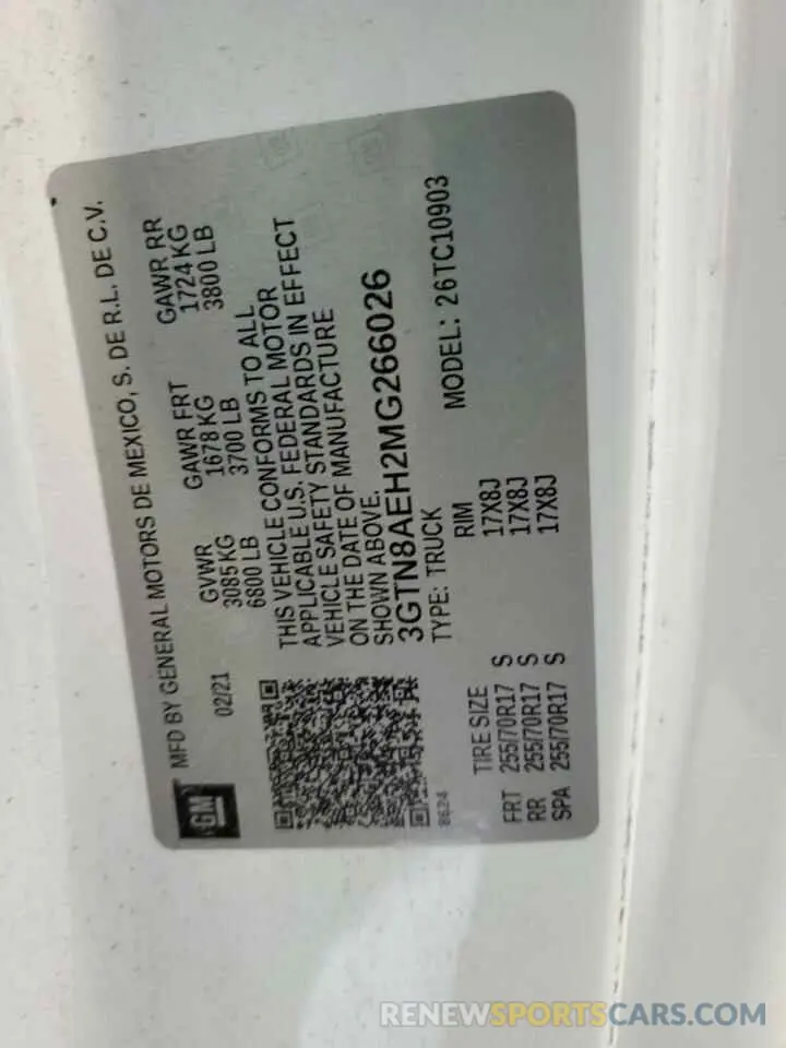 12 Фотография поврежденного автомобиля 3GTN8AEH2MG266026 GMC SIERRA 2021
