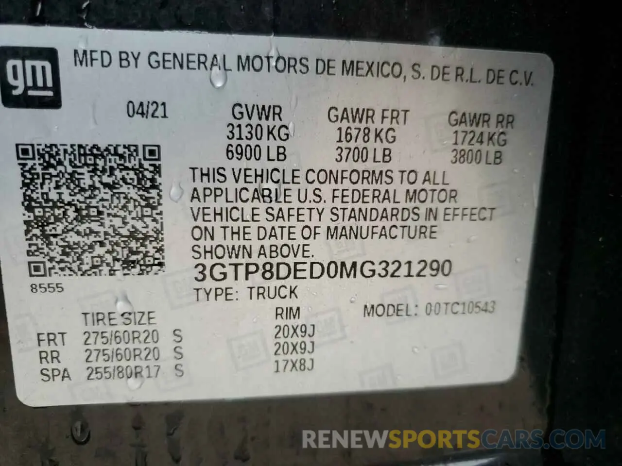 13 Photograph of a damaged car 3GTP8DED0MG321290 GMC SIERRA 2021