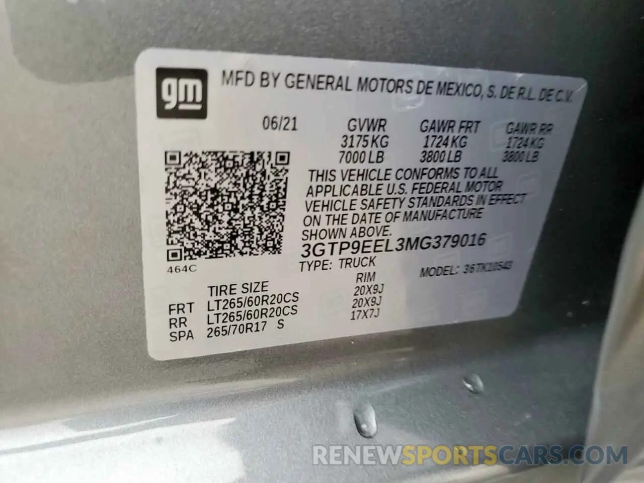 12 Фотография поврежденного автомобиля 3GTP9EEL3MG379016 GMC SIERRA 2021