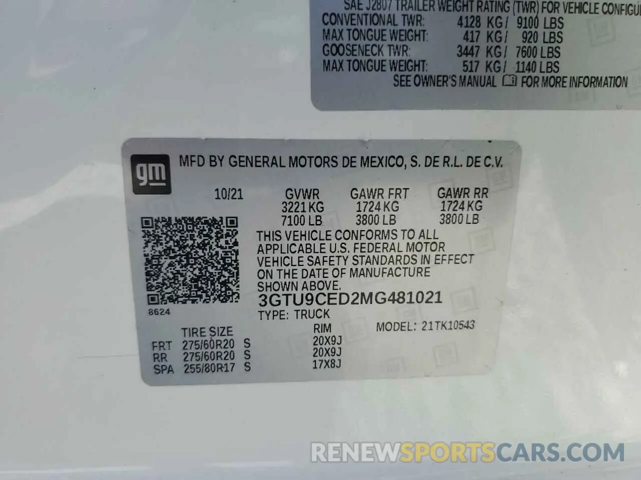 14 Фотография поврежденного автомобиля 3GTU9CED2MG481021 GMC SIERRA 2021