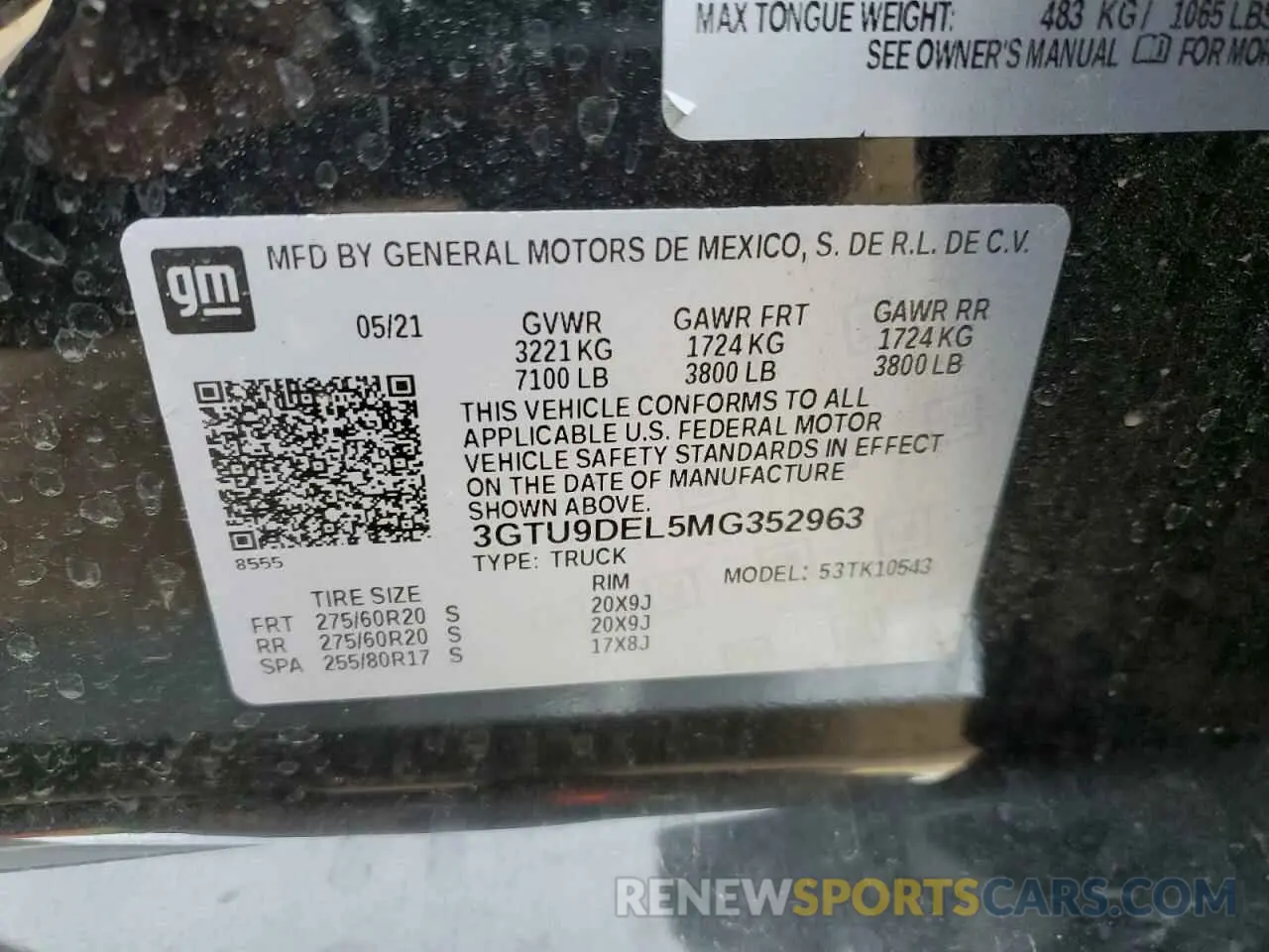 12 Фотография поврежденного автомобиля 3GTU9DEL5MG352963 GMC SIERRA 2021