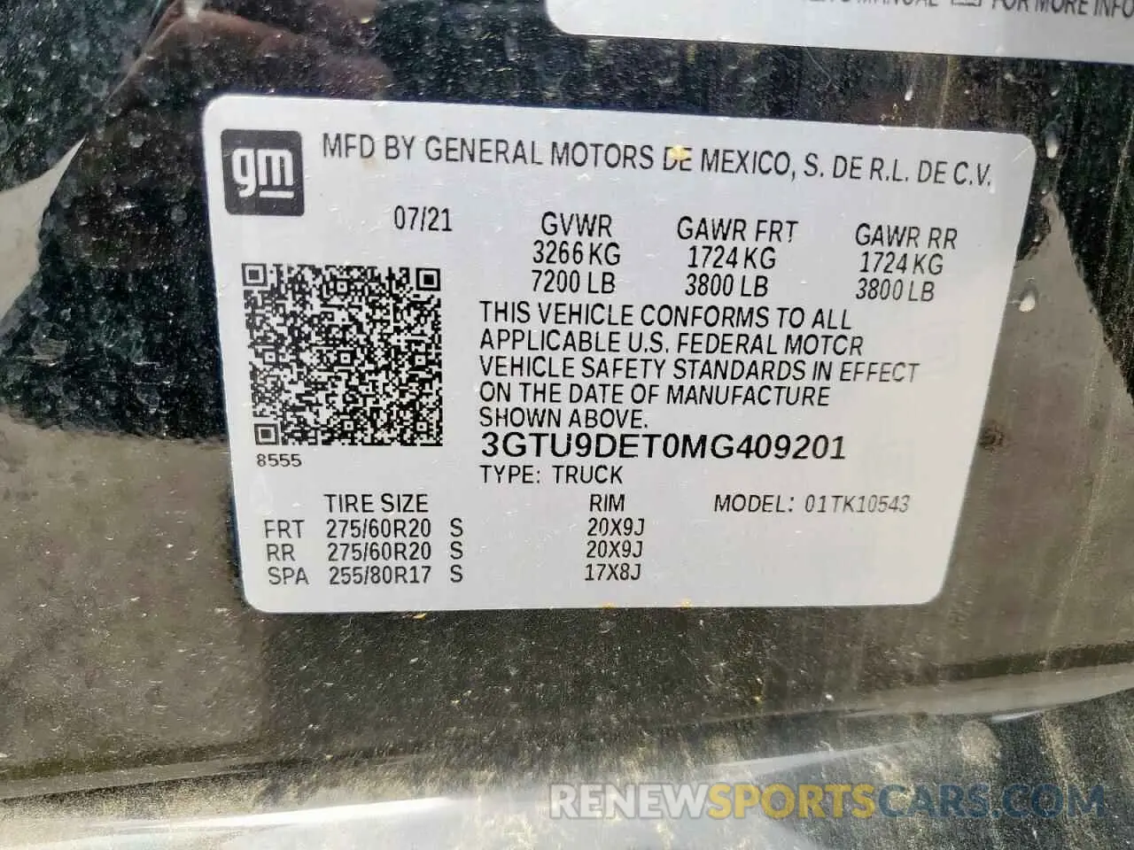 12 Photograph of a damaged car 3GTU9DET0MG409201 GMC SIERRA 2021