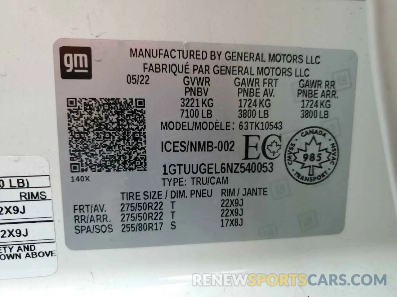 12 Фотография поврежденного автомобиля 1GTUUGEL6NZ540053 GMC SIERRA 2022