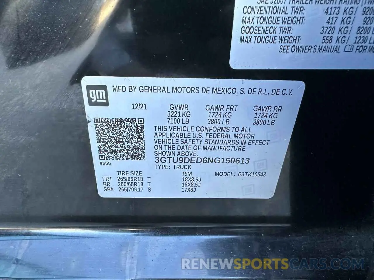 10 Photograph of a damaged car 3GTU9DED6NG150613 GMC SIERRA 2022