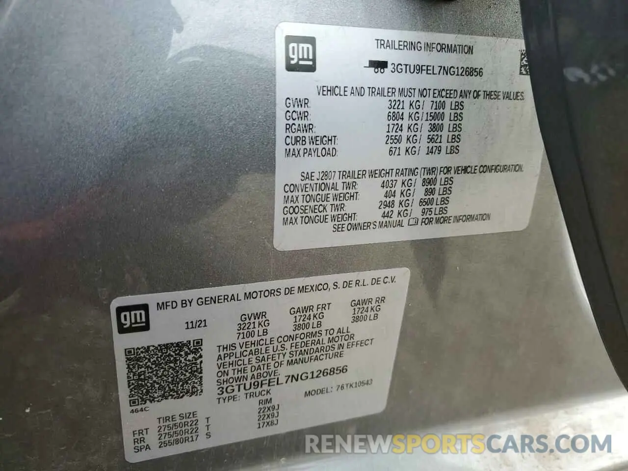 12 Фотография поврежденного автомобиля 3GTU9FEL7NG126856 GMC SIERRA 2022