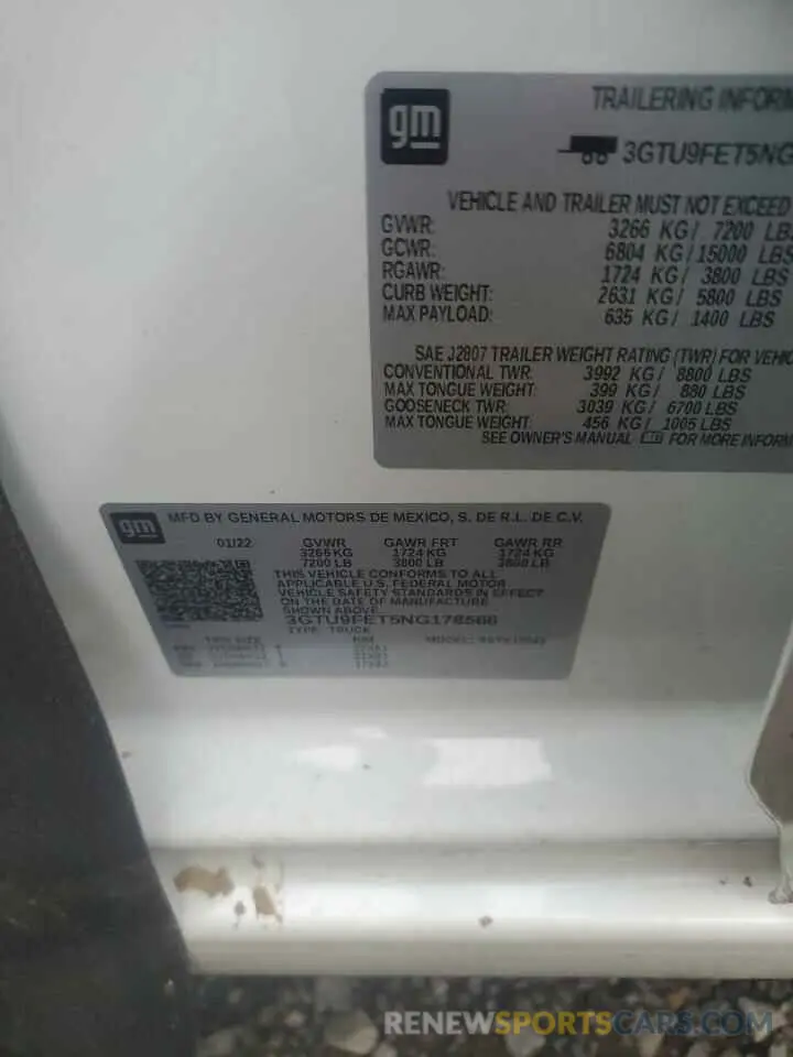 14 Фотография поврежденного автомобиля 3GTU9FET5NG178566 GMC SIERRA 2022