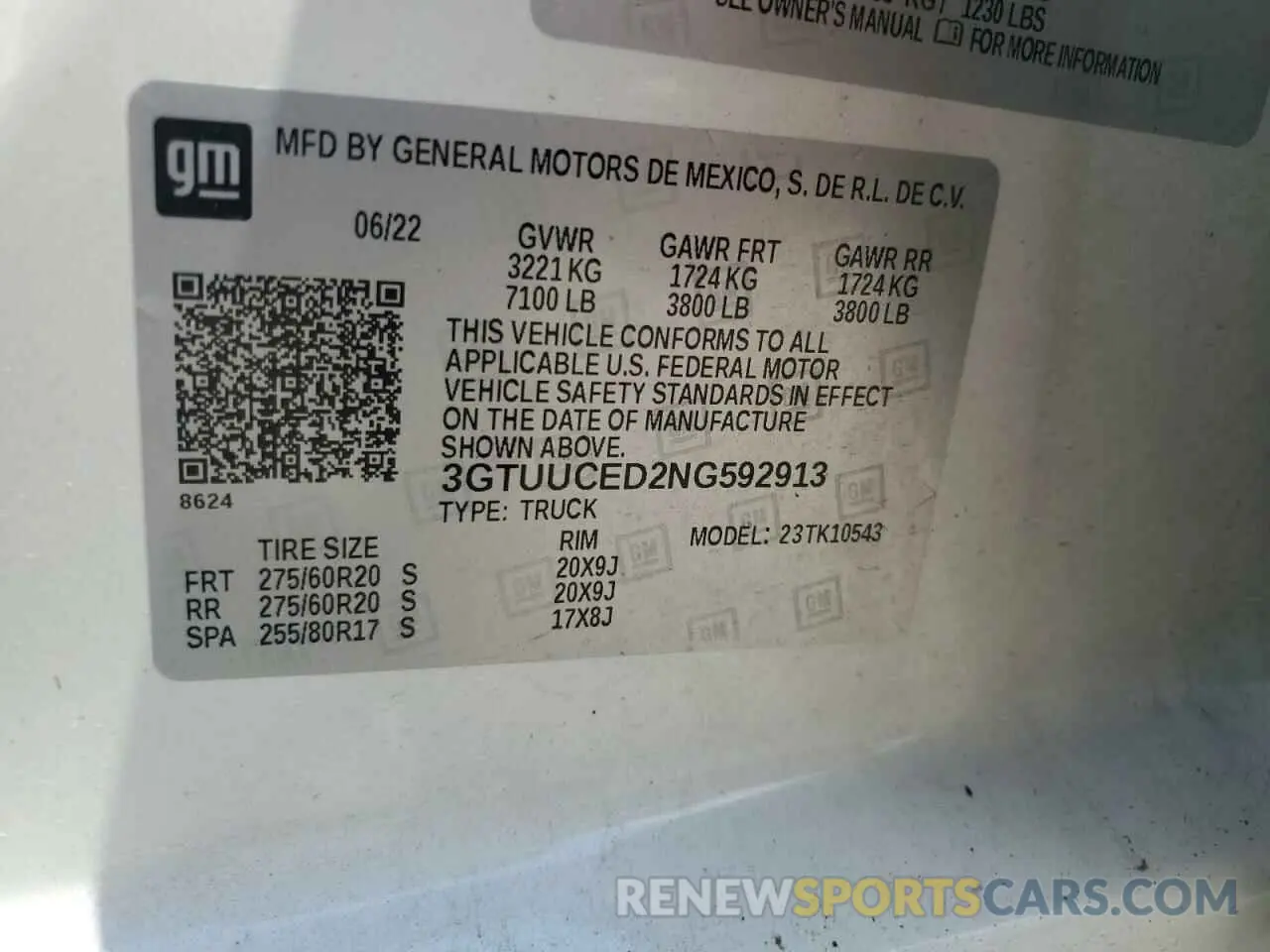 12 Фотография поврежденного автомобиля 3GTUUCED2NG592913 GMC SIERRA 2022