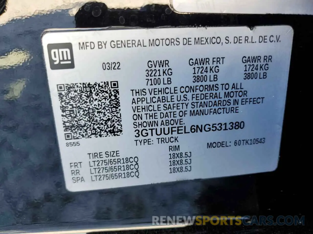 12 Photograph of a damaged car 3GTUUFEL6NG531380 GMC SIERRA 2022
