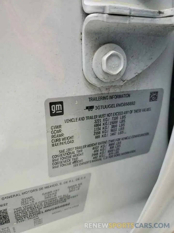 12 Photograph of a damaged car 3GTUUGEL6NG656692 GMC SIERRA 2022