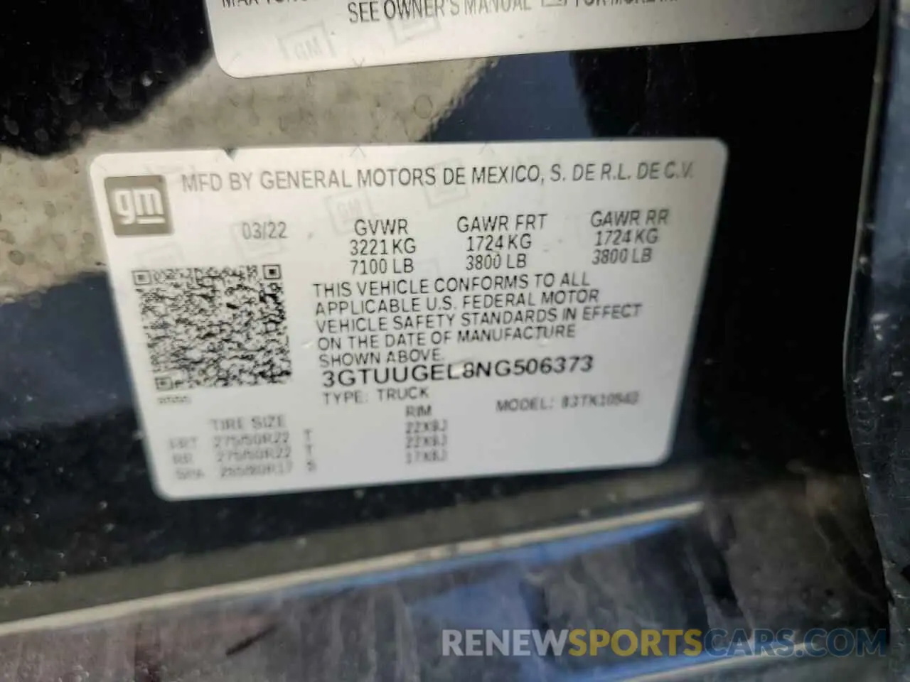 15 Photograph of a damaged car 3GTUUGEL8NG506373 GMC SIERRA 2022