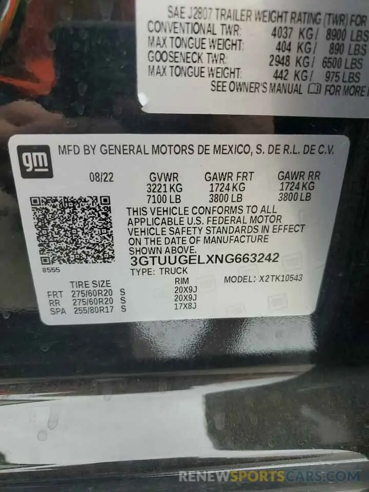 12 Photograph of a damaged car 3GTUUGELXNG663242 GMC SIERRA 2022