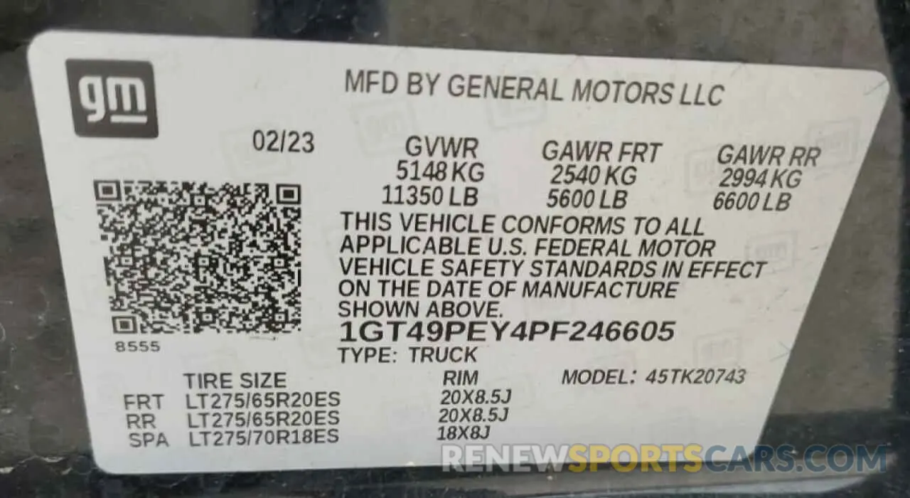 13 Фотография поврежденного автомобиля 1GT49PEY4PF246605 GMC SIERRA 2023