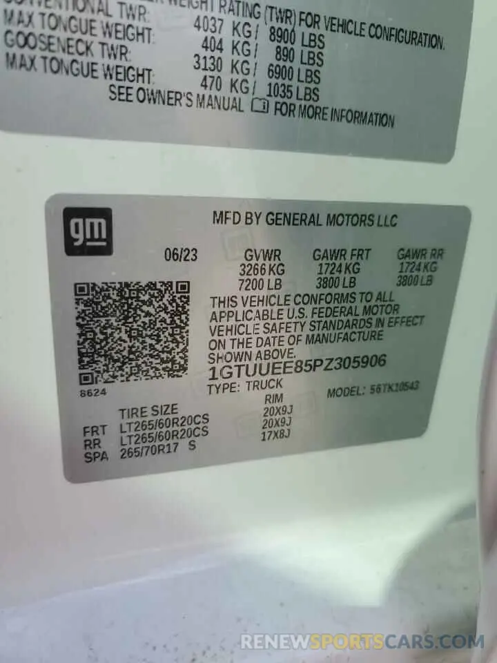 12 Фотография поврежденного автомобиля 1GTUUEE85PZ305906 GMC SIERRA 2023