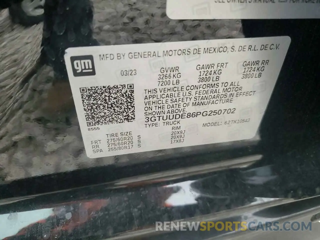 12 Фотография поврежденного автомобиля 3GTUUDE86PG250702 GMC SIERRA 2023