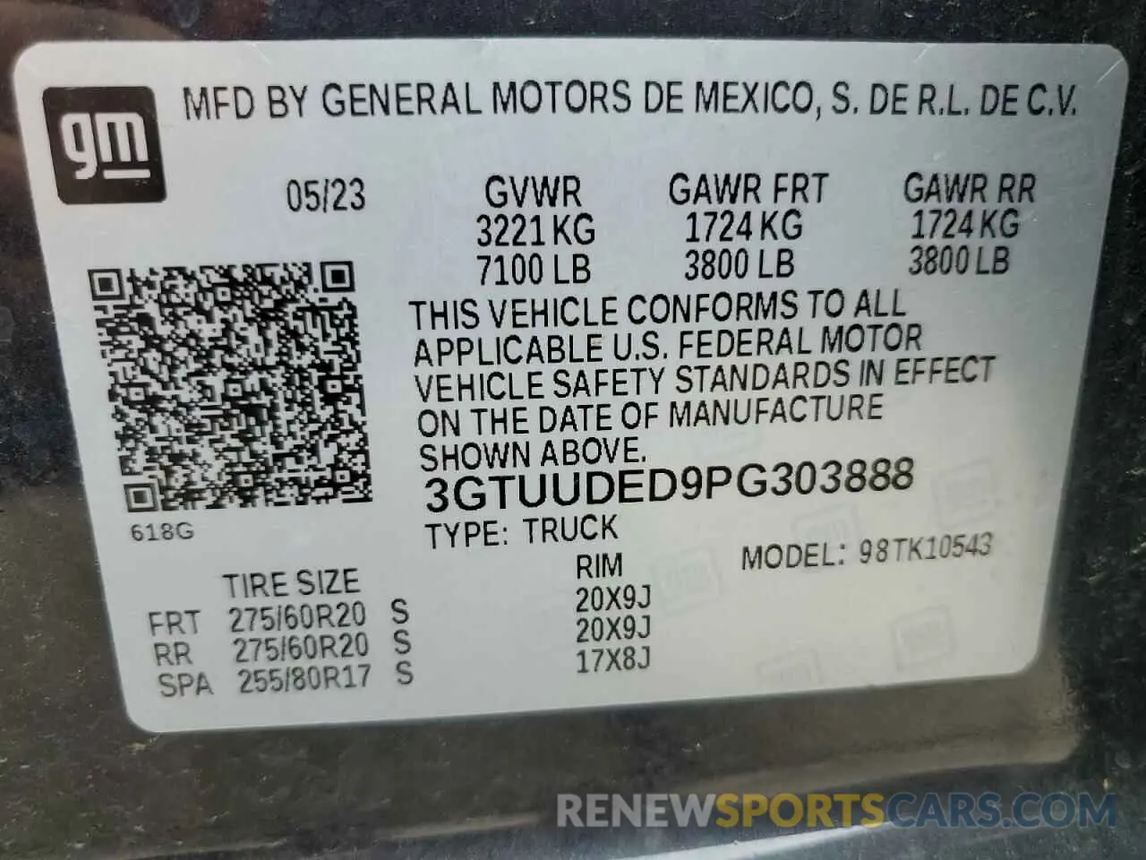 12 Фотография поврежденного автомобиля 3GTUUDED9PG303888 GMC SIERRA 2023