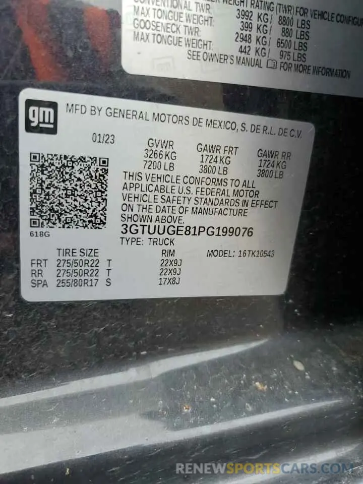 13 Фотография поврежденного автомобиля 3GTUUGE81PG199076 GMC SIERRA 2023