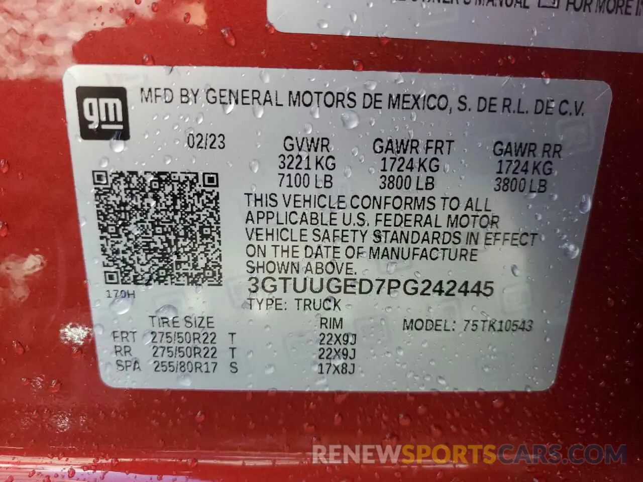 12 Фотография поврежденного автомобиля 3GTUUGED7PG242445 GMC SIERRA 2023