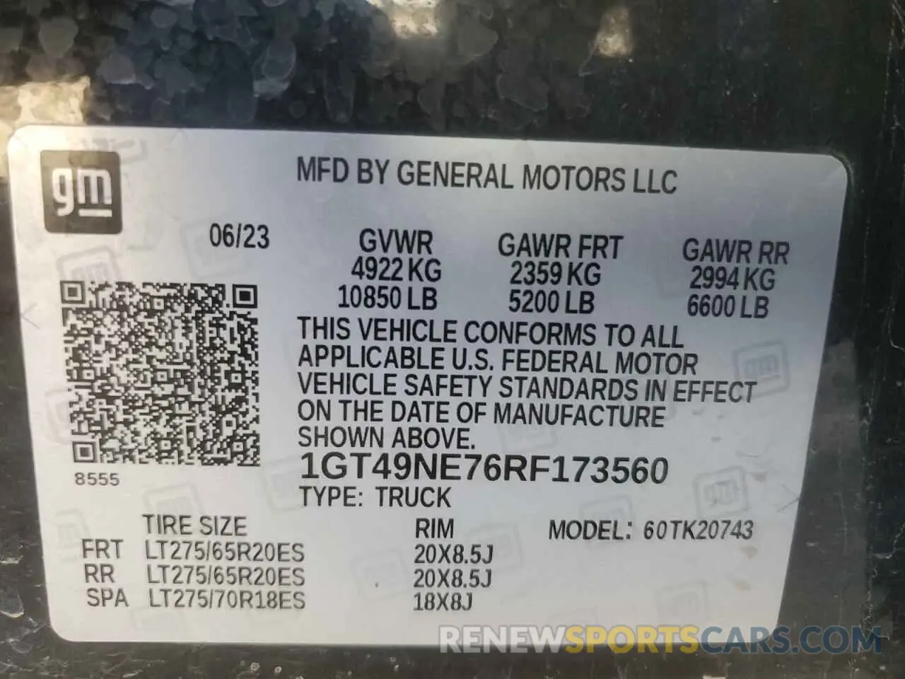 12 Фотография поврежденного автомобиля 1GT49NE76RF173560 GMC SIERRA 2024