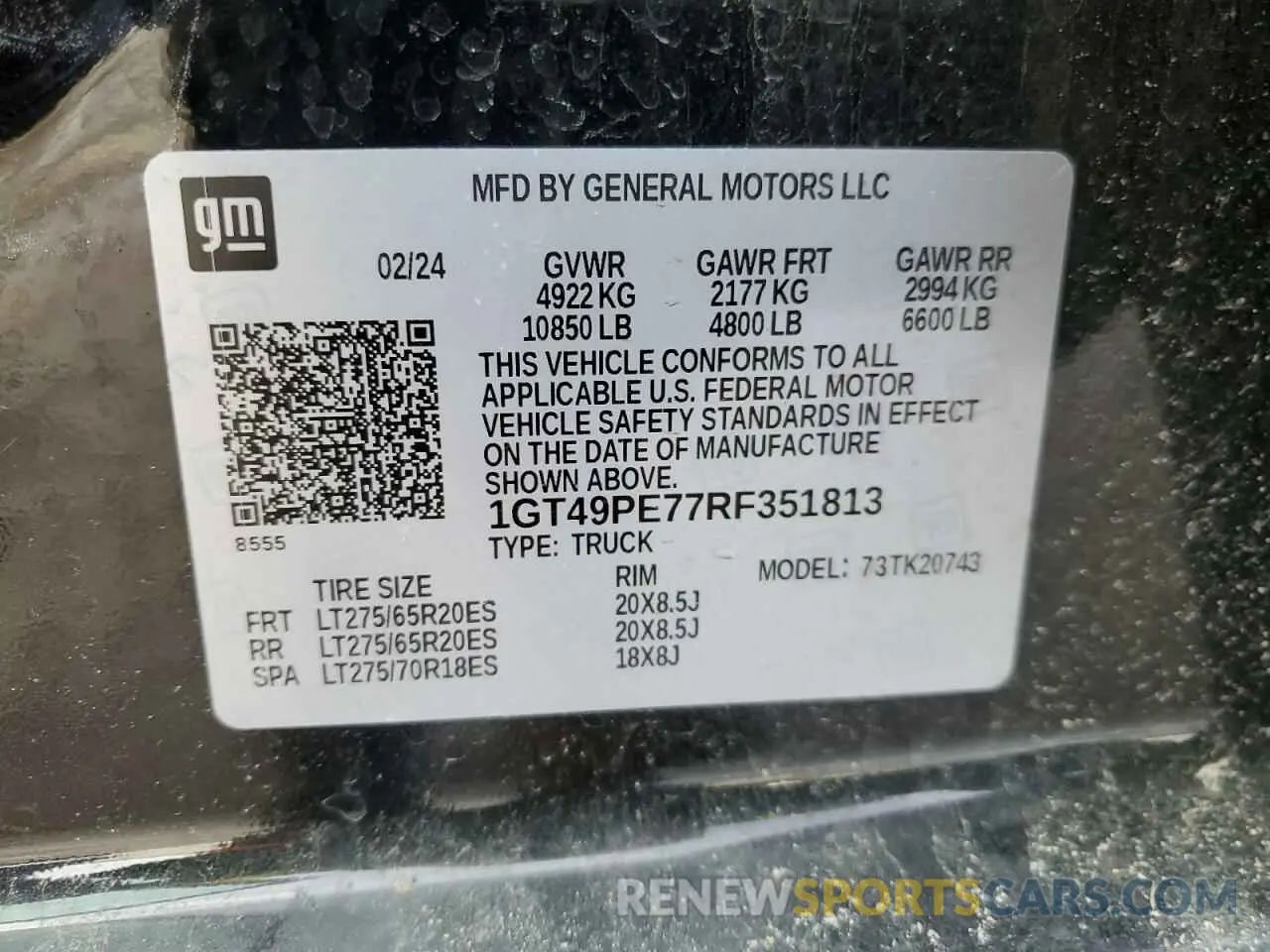 13 Фотография поврежденного автомобиля 1GT49PE77RF351813 GMC SIERRA 2024