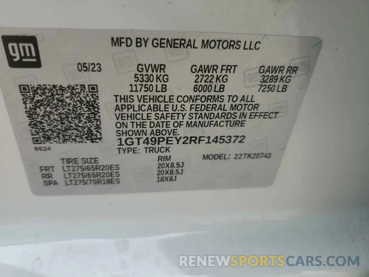 12 Photograph of a damaged car 1GT49PEY2RF145372 GMC SIERRA 2024
