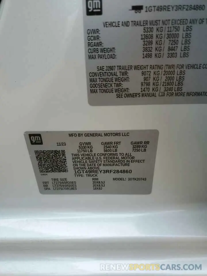 12 Фотография поврежденного автомобиля 1GT49REY3RF284860 GMC SIERRA 2024