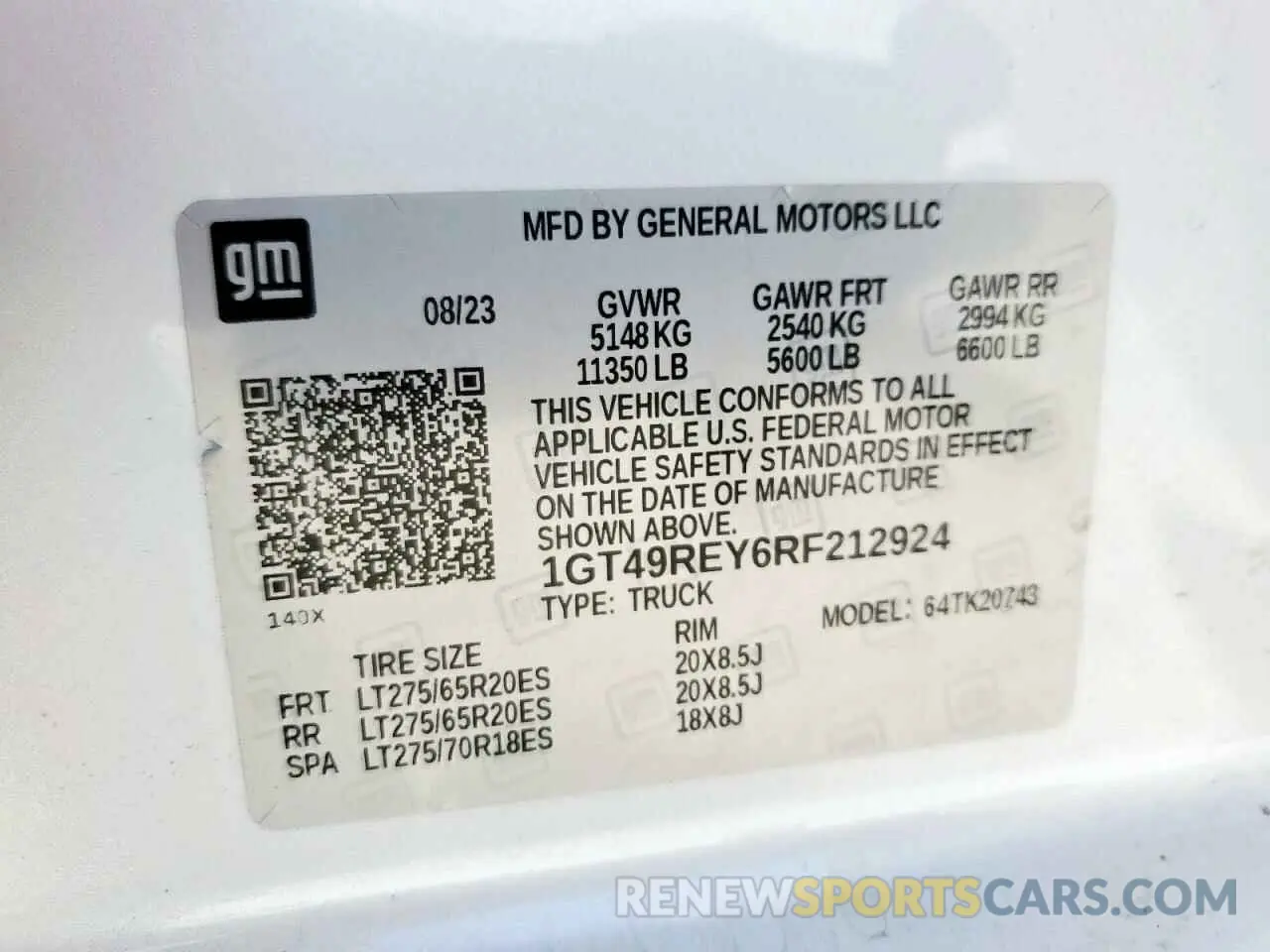 14 Photograph of a damaged car 1GT49REY6RF212924 GMC SIERRA 2024
