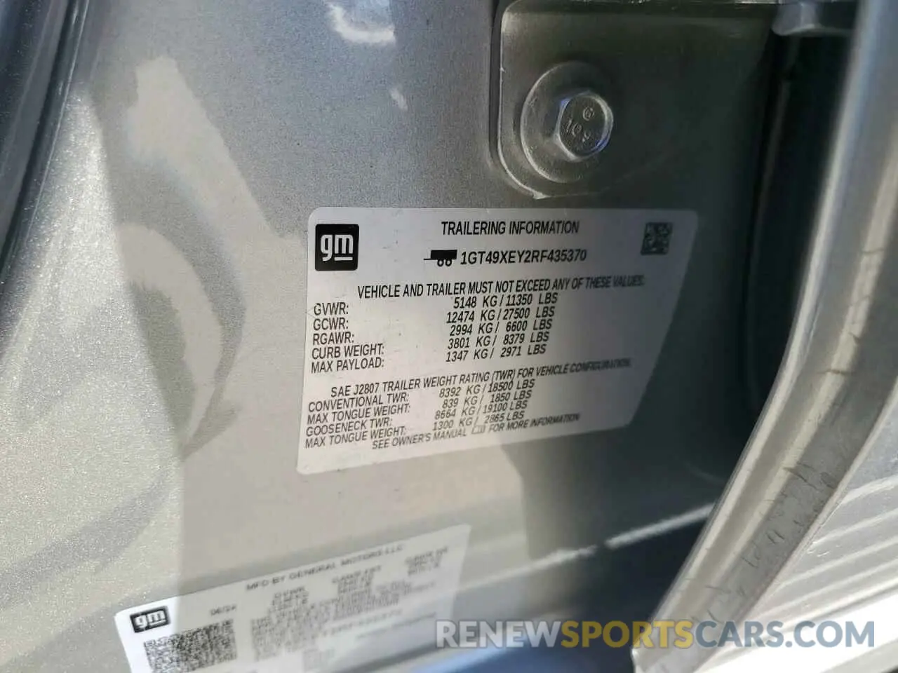 12 Фотография поврежденного автомобиля 1GT49XEY2RF435370 GMC SIERRA 2024