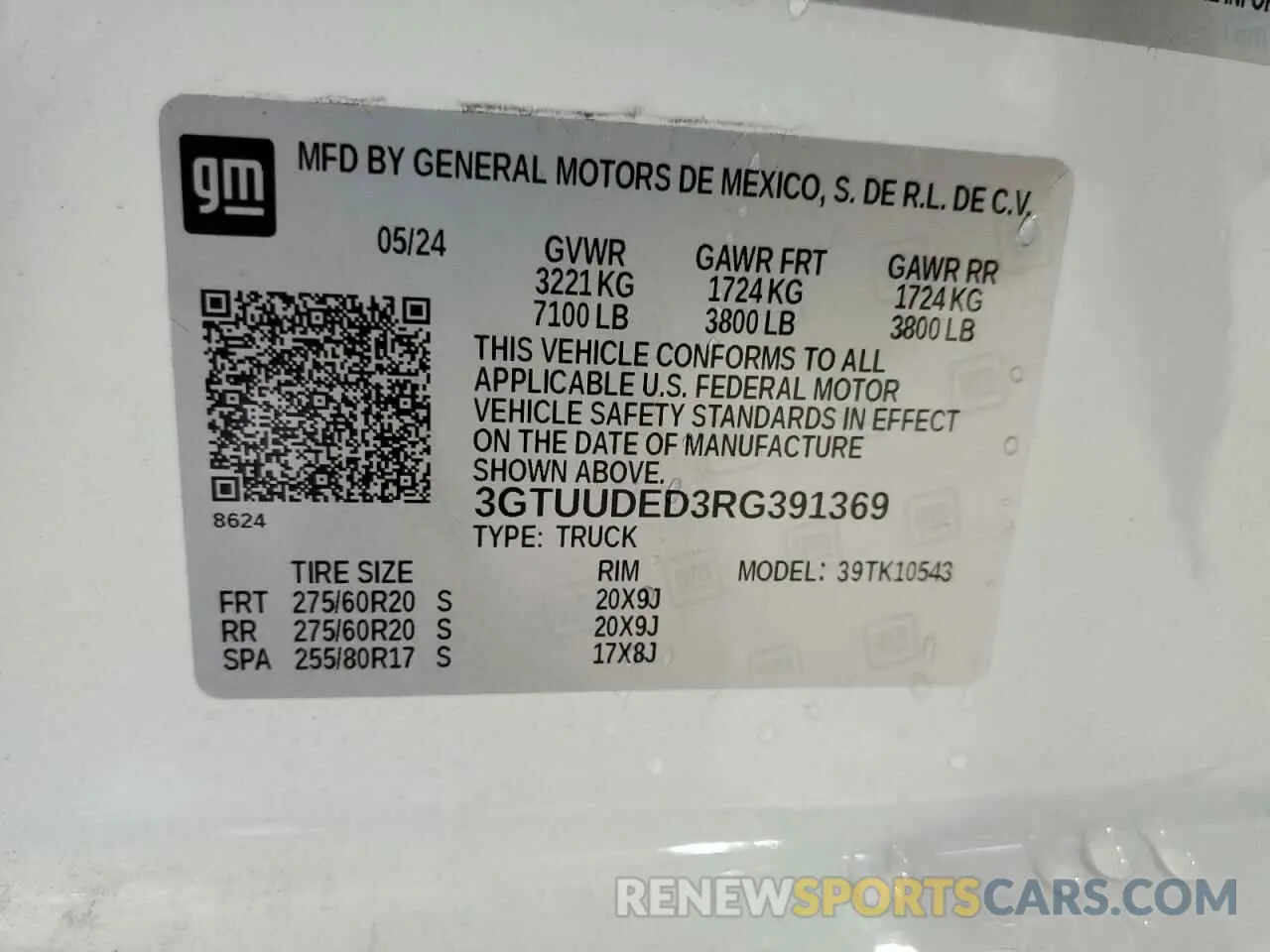 12 Фотография поврежденного автомобиля 3GTUUDED3RG391369 GMC SIERRA 2024