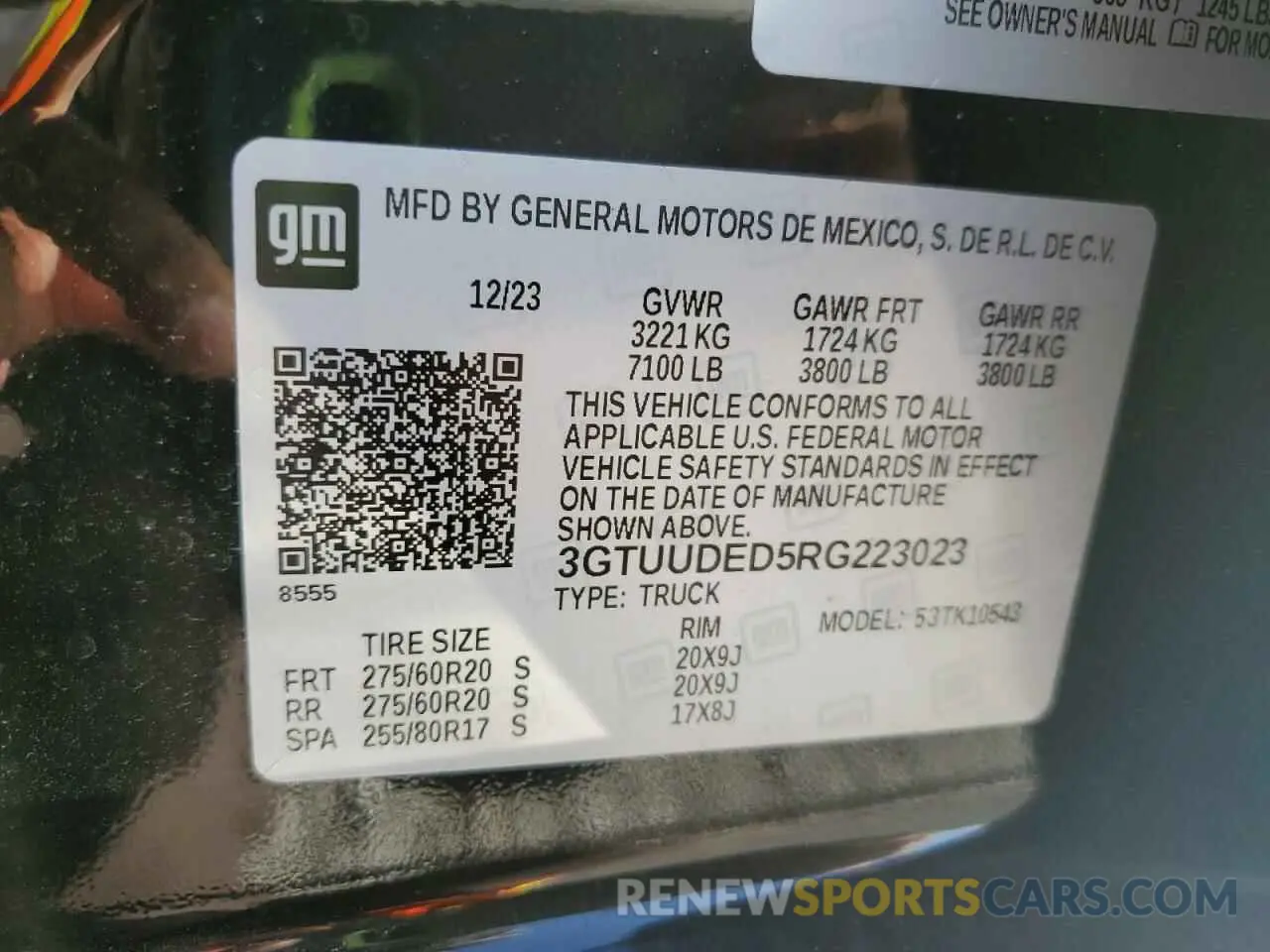 12 Фотография поврежденного автомобиля 3GTUUDED5RG223023 GMC SIERRA 2024