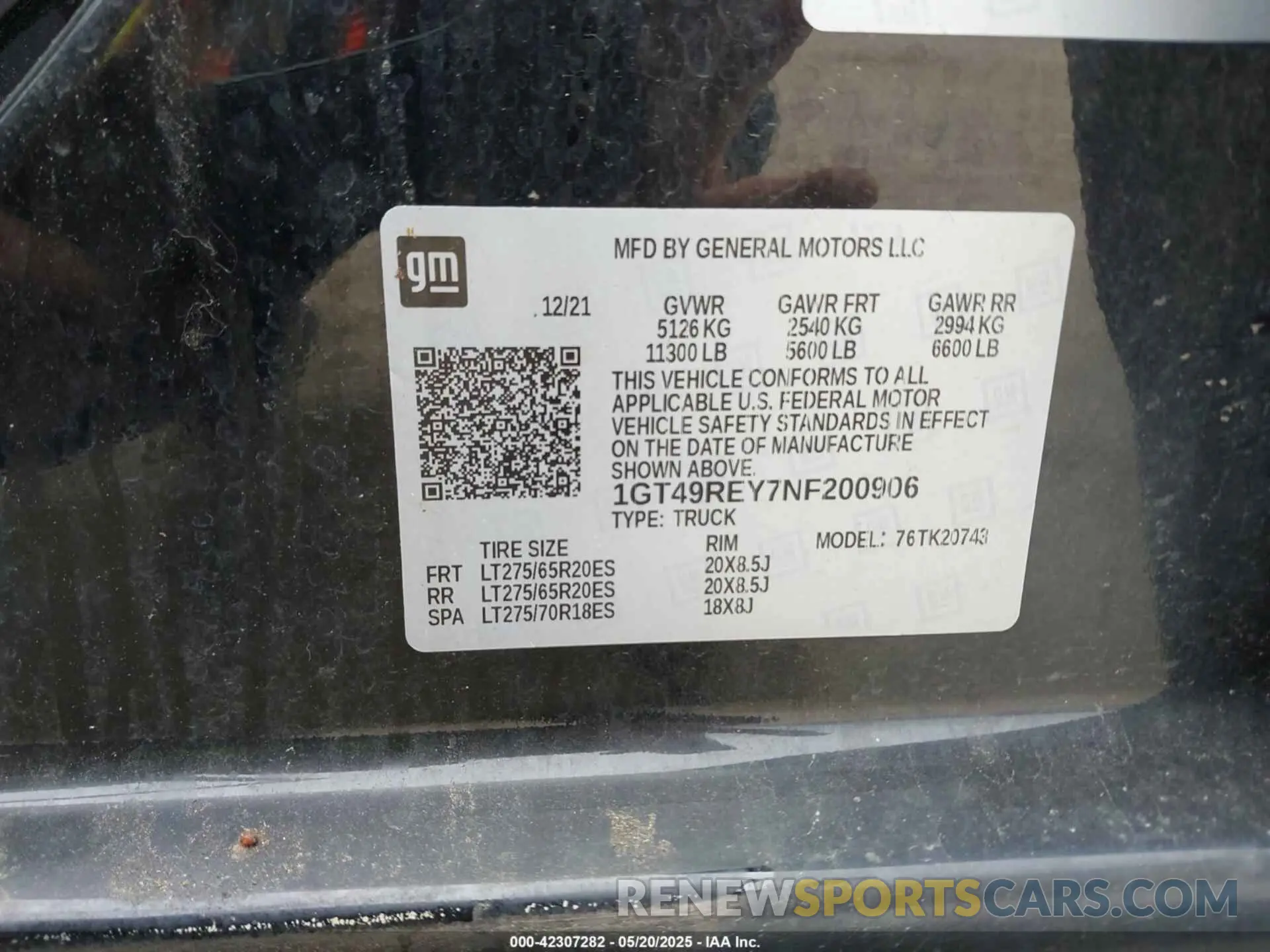 9 Фотография поврежденного автомобиля 1GT49REY7NF200906 GMC SIERRA 2500HD 2022