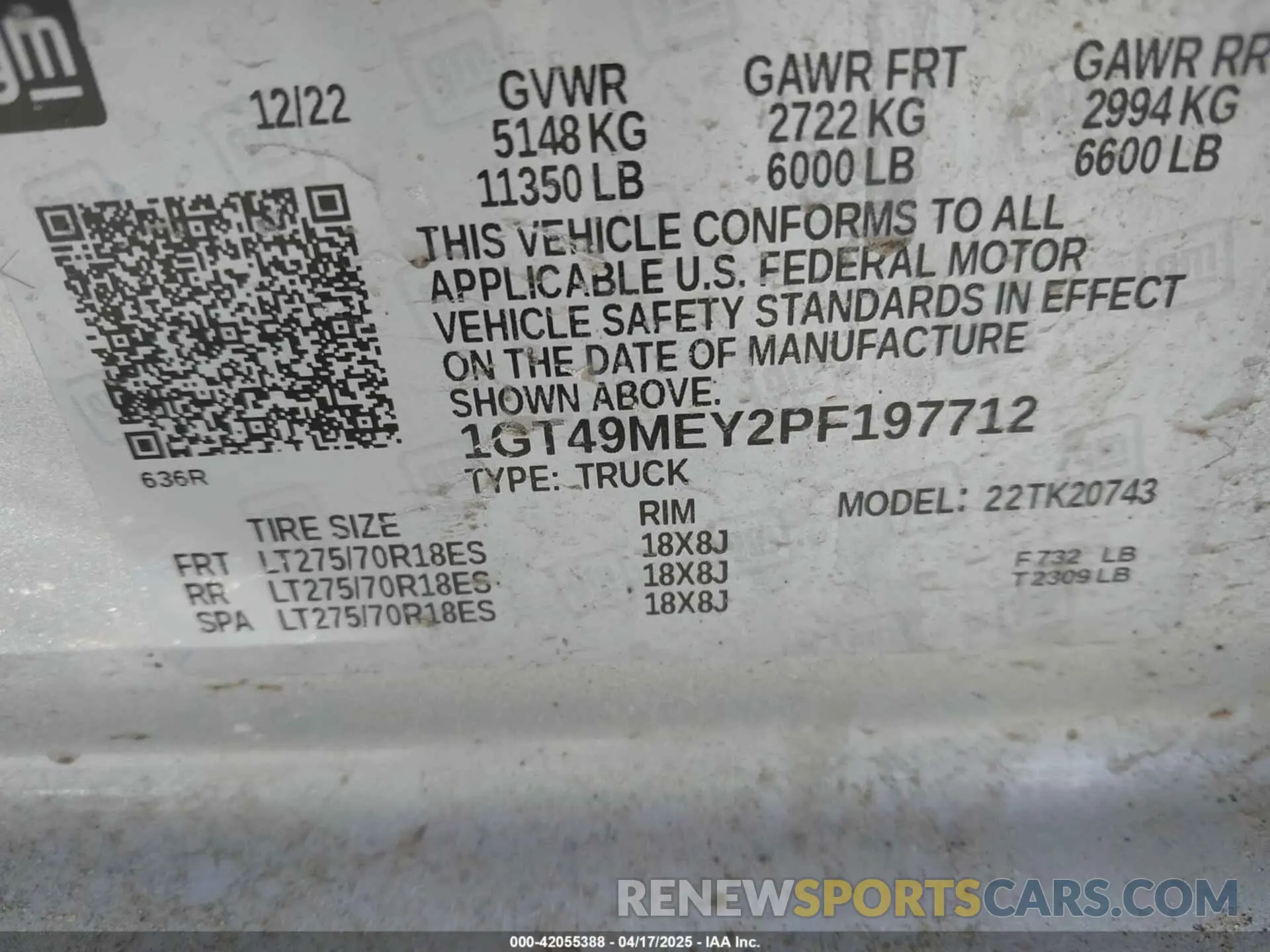 8 Photograph of a damaged car 1GT49MEY2PF197712 GMC SIERRA 2500HD 2023