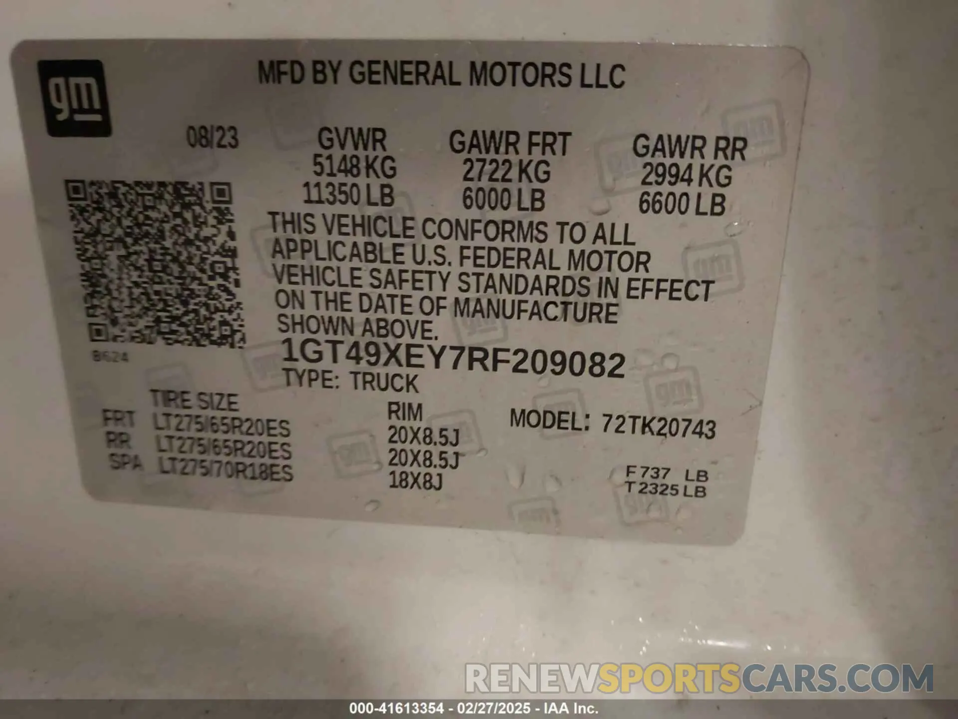8 Фотография поврежденного автомобиля 1GT49XEY7RF209082 GMC SIERRA 2500HD 2024