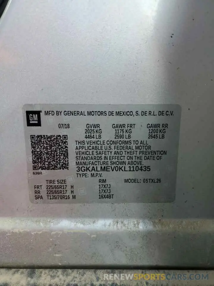 12 Photograph of a damaged car 3GKALMEV0KL110435 GMC TERRAIN 2019