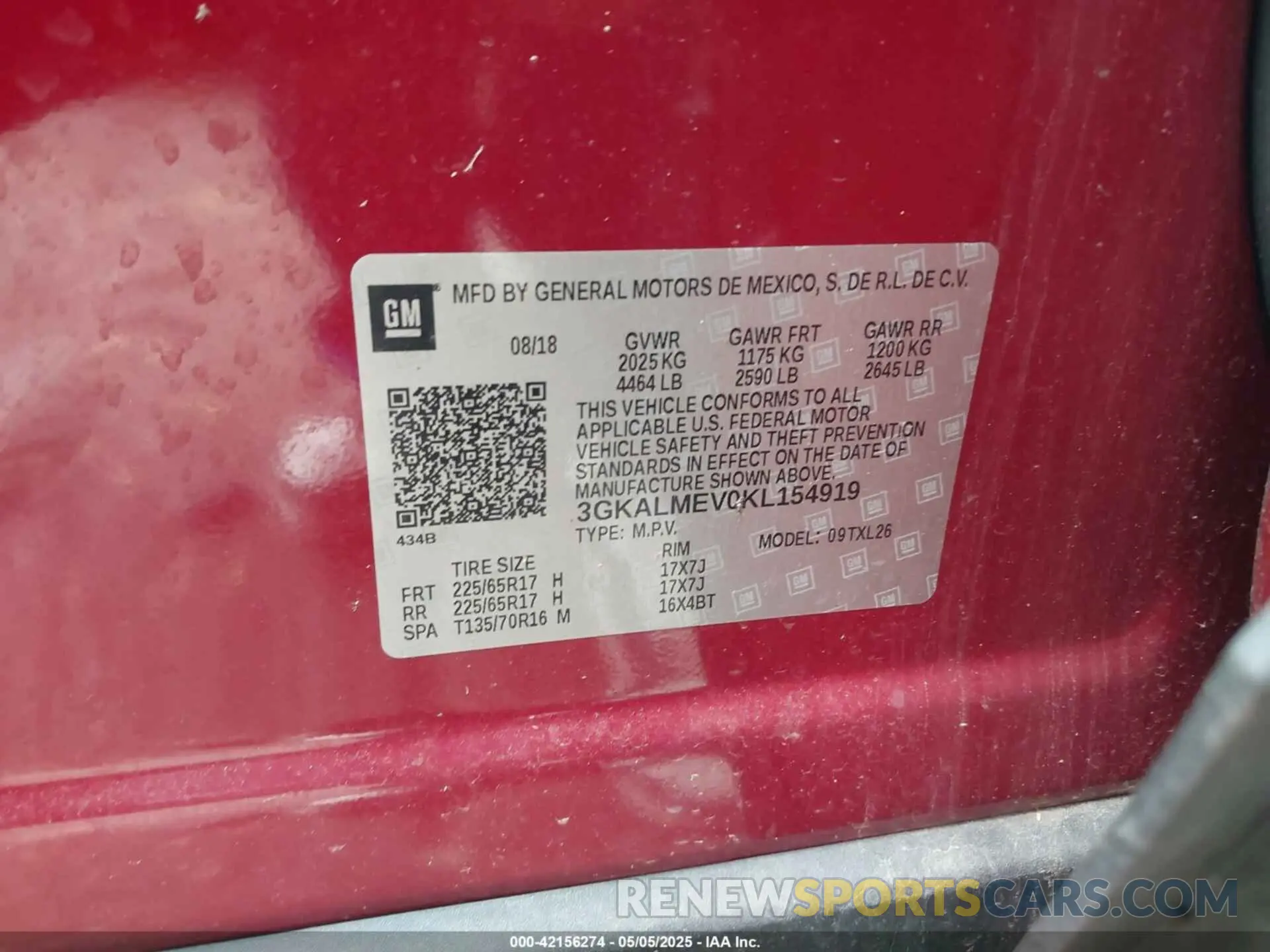9 Photograph of a damaged car 3GKALMEV0KL154919 GMC TERRAIN 2019