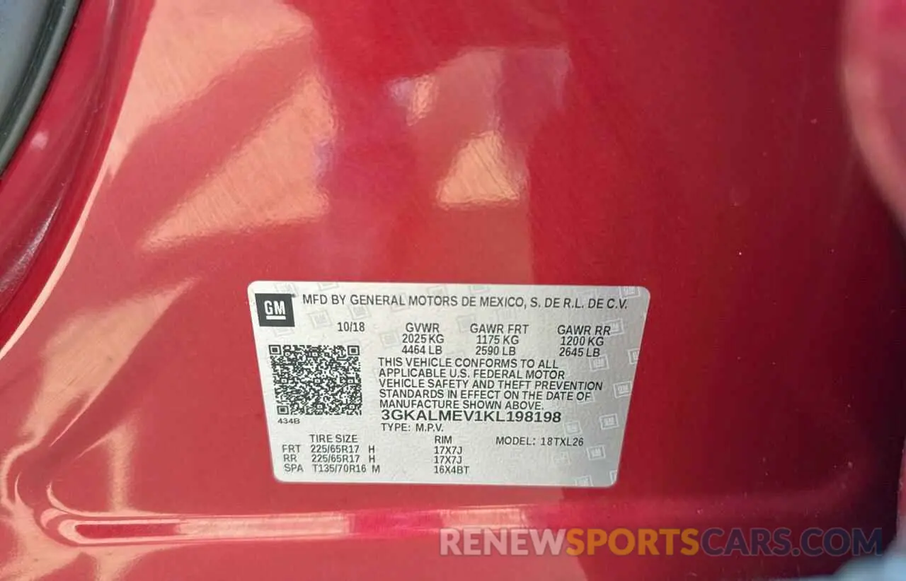 10 Photograph of a damaged car 3GKALMEV1KL198198 GMC TERRAIN 2019
