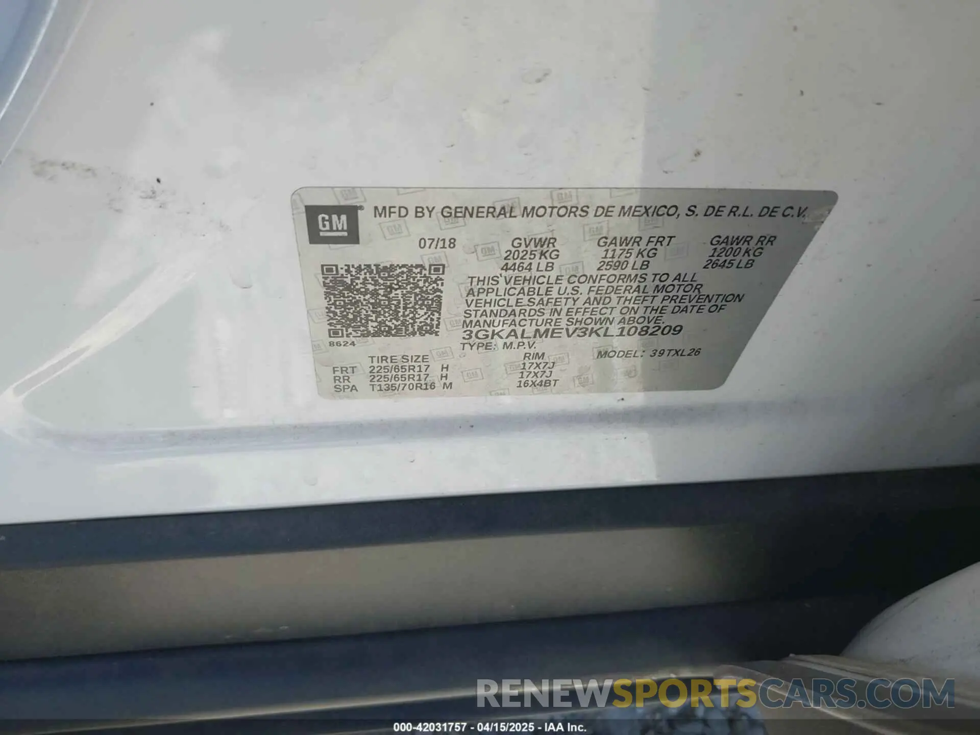 9 Photograph of a damaged car 3GKALMEV3KL108209 GMC TERRAIN 2019