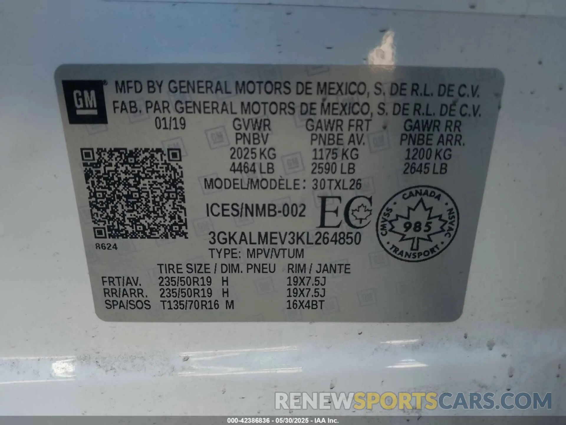9 Photograph of a damaged car 3GKALMEV3KL264850 GMC TERRAIN 2019