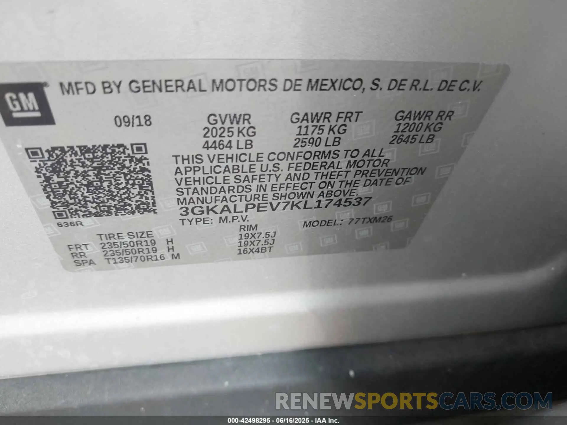 9 Photograph of a damaged car 3GKALPEV7KL174537 GMC TERRAIN 2019