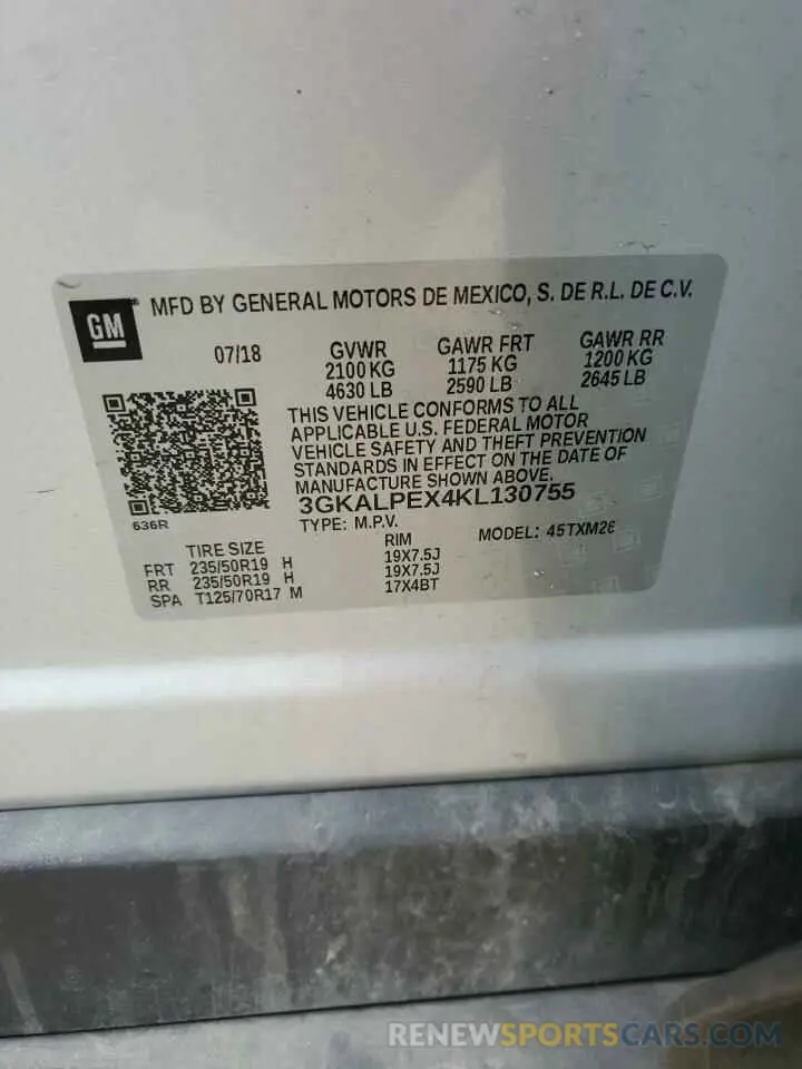 12 Photograph of a damaged car 3GKALPEX4KL130755 GMC TERRAIN 2019
