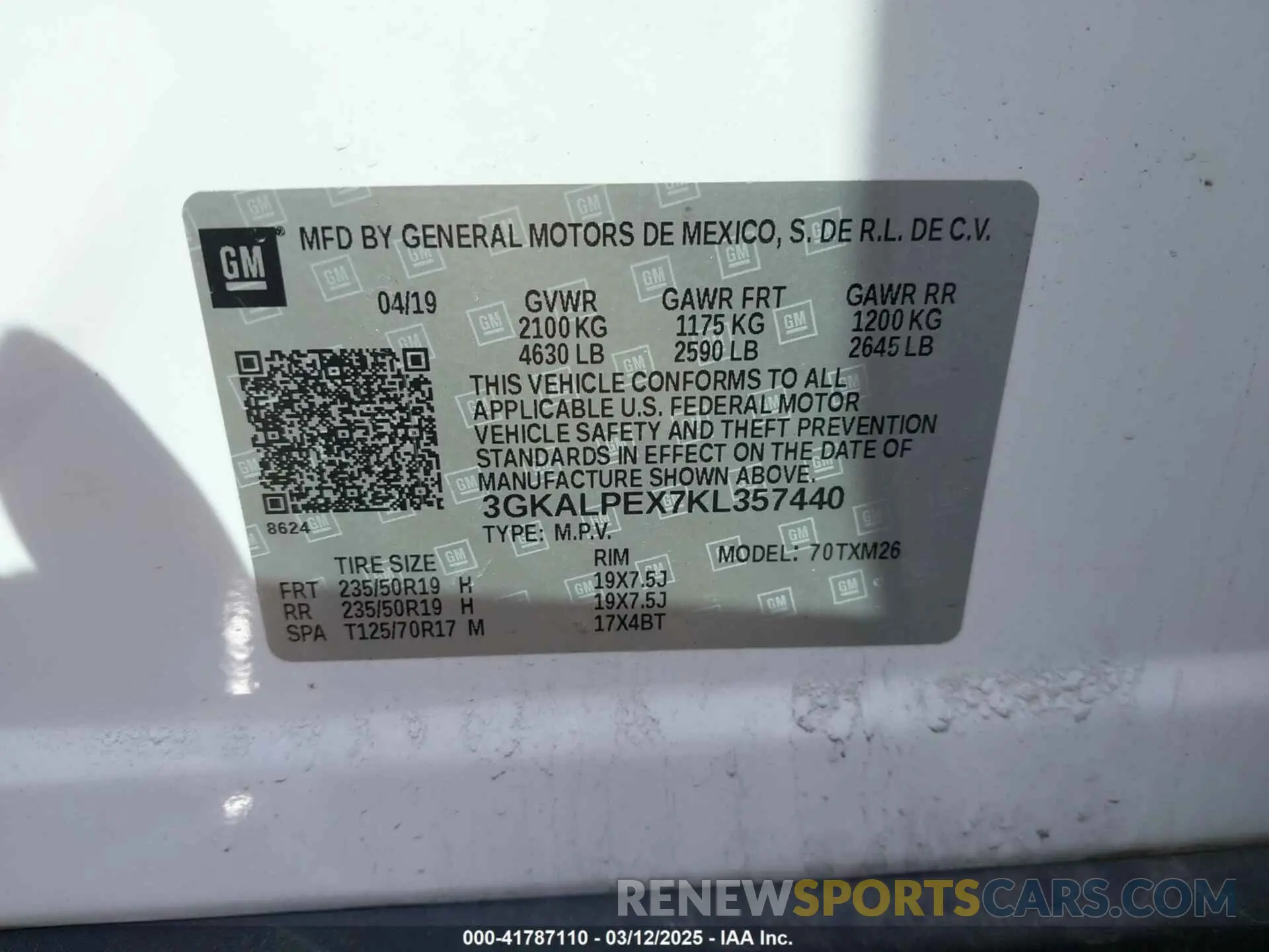 9 Photograph of a damaged car 3GKALPEX7KL357440 GMC TERRAIN 2019
