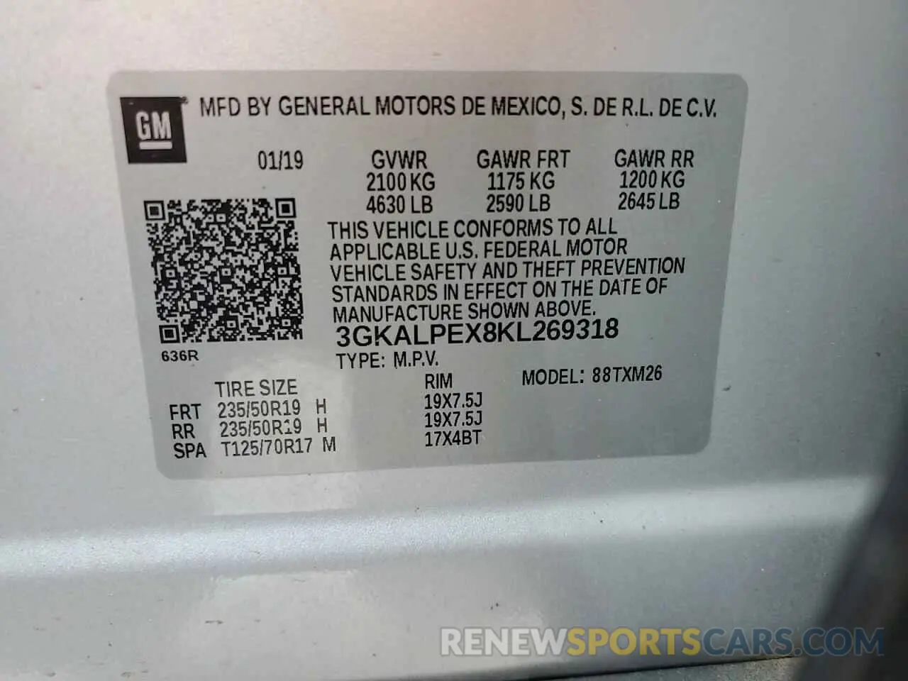 15 Photograph of a damaged car 3GKALPEX8KL269318 GMC TERRAIN 2019