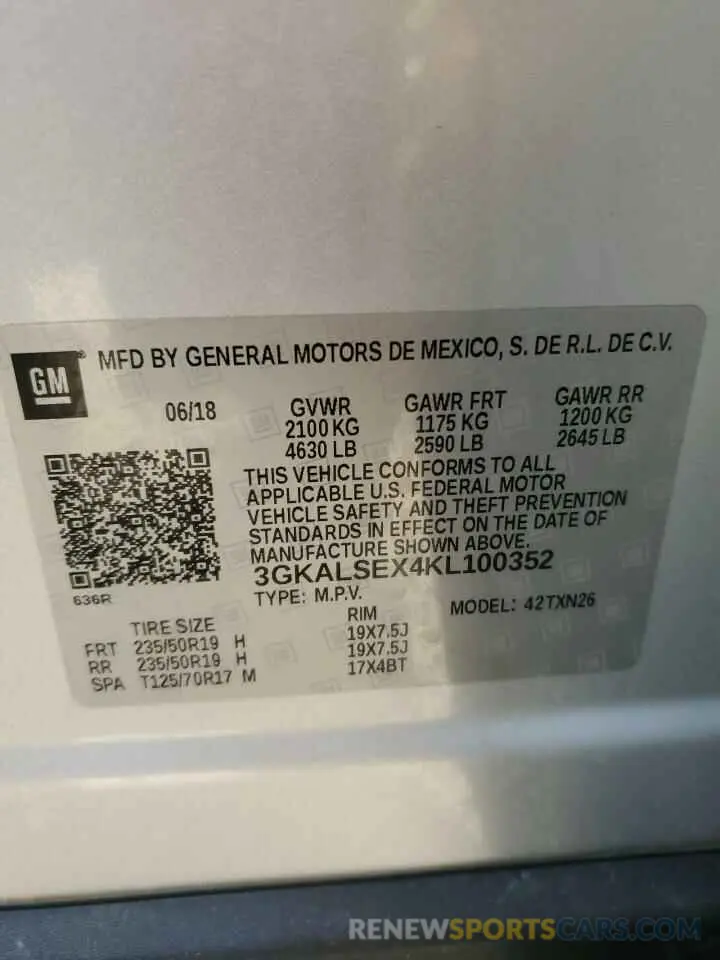 12 Фотография поврежденного автомобиля 3GKALSEX4KL100352 GMC TERRAIN 2019