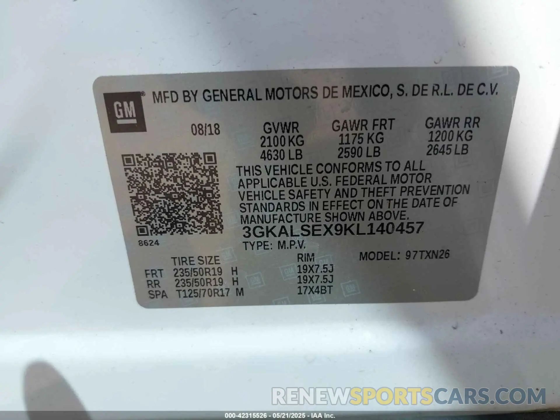 9 Фотография поврежденного автомобиля 3GKALSEX9KL140457 GMC TERRAIN 2019