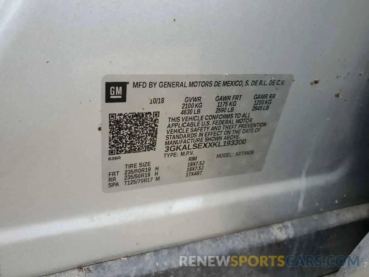 15 Photograph of a damaged car 3GKALSEXXKL193300 GMC TERRAIN 2019