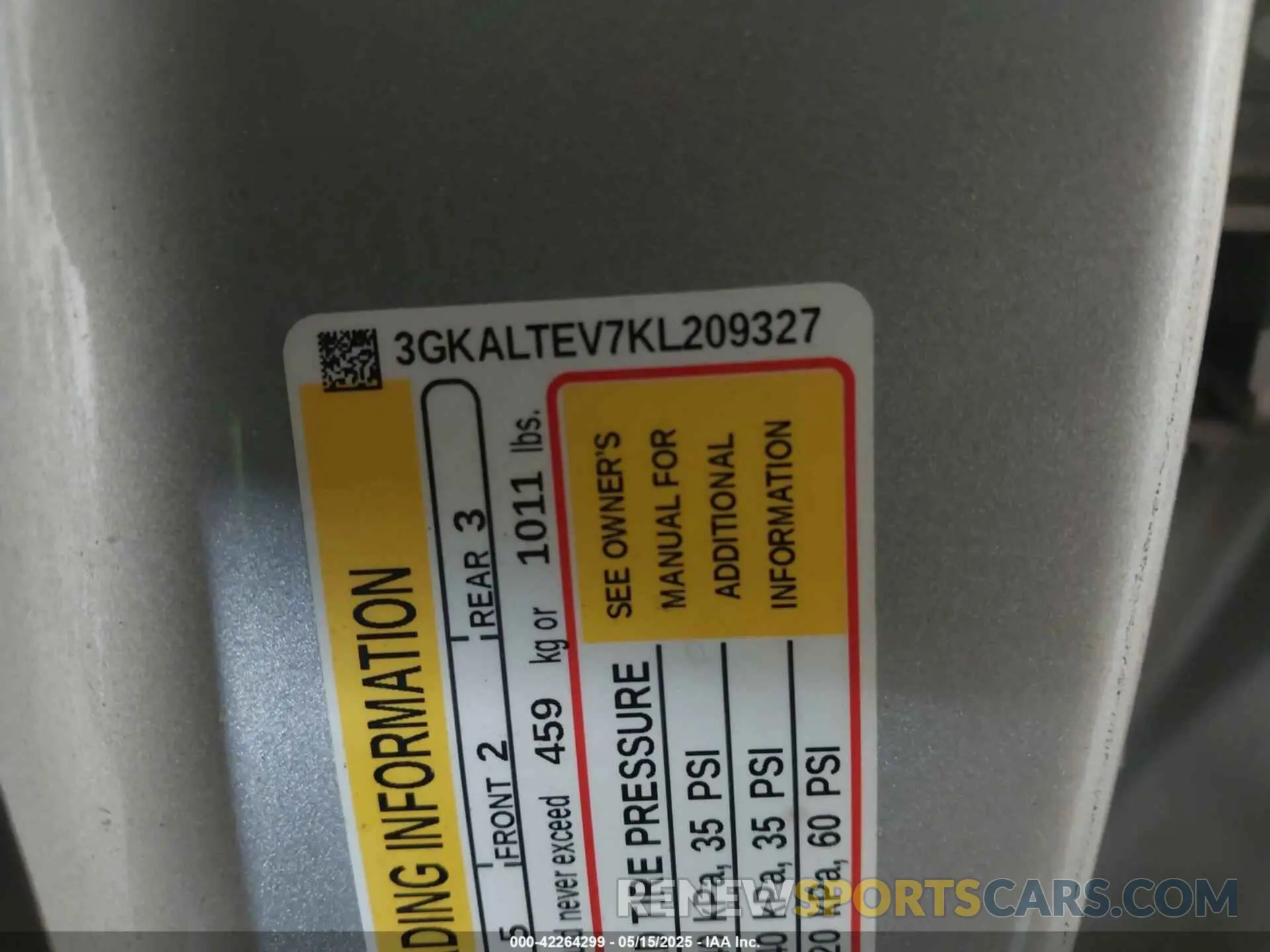 9 Photograph of a damaged car 3GKALTEV7KL209327 GMC TERRAIN 2019